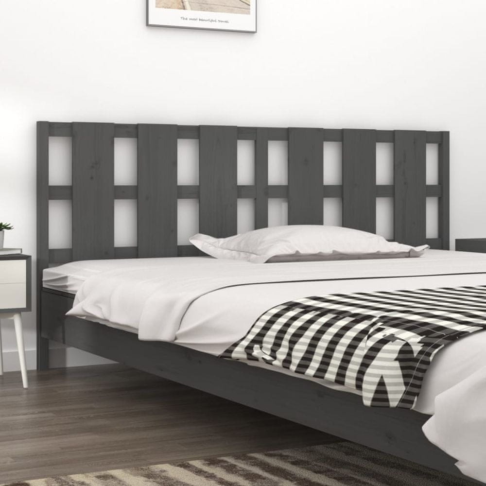 Vidaxl Čelo postele, sivé, 205,5x4x100 cm, masívne borovicové drevo